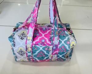 Bolsa de Lona de Algodón Acolchada Hecha a Mano con Estampado de Bloques, Correa Larga Desmontable, Duradera, Ecológica, de Gran Capacidad, para Fin de Semana, Deportiva y de Lujo - Product Image 6