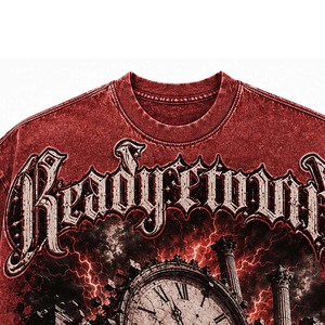 Camiseta Roja Estampada para Hombre ReadyToWin, Manga Corta, Cuello Redondo, Estilo Urbano, Corte Regular, Diseño de Patrón Tejido en Algodón - Product Image 2