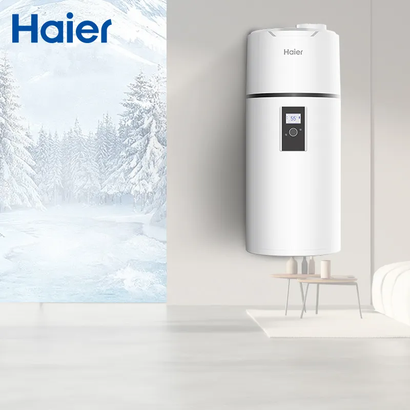 Haier Full Dc Inverter 2kw Affichage numérique 200l 250l R290 Source d'air Pompe à chaleur air-eau Douche Chauffe-eau