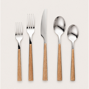 Ensemble de couverts en acier inoxydable de qualité supérieure avec manche en bois naturel écologique, finition miroir moderne, pour hôtels - Product Image 5