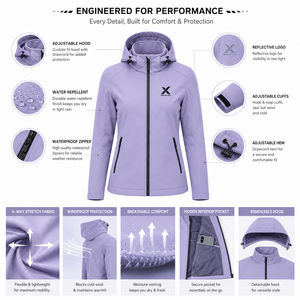 Chaqueta Softshell con Capucha para Mujer X Sports City, Cierre de Cremallera, Color Sólido, Resistente al Viento, Ropa de Exterior para Otoño - Product Image 6