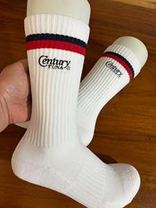 Chaussettes blanches Century Tuna à rayures avec logo, en coton respirant, pour adultes, décontractées, printemps - Product Image 5