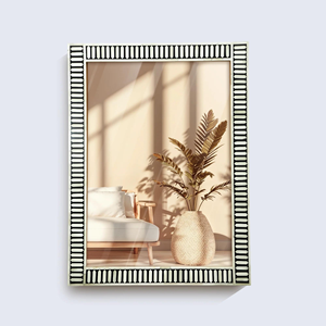 Espejo de Pared con Marco de Incrustaciones de Hueso, Moderno y de Lujo, para Decoración del Hogar, Diseño Ecológico Hecho a Mano - Product Image 4