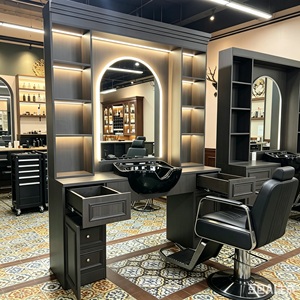Muebles de Salón LUX CUSTOM, Estación de Barbería con Espejo, Caja Multiusos para Herramientas de Peinado, Secador de Pelo, Equipo de Salón de Belleza - Product Image 4