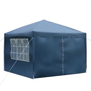Tenda Pieghevole Blu 3x3m Impermeabile ad Angolo Retto con Due Porte e Due Finestre - Product Image 3