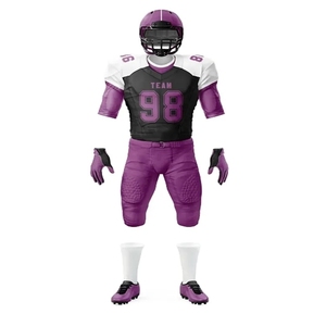 Conjunto de Uniforme de Fútbol Americano Rosa para Hombre, Camiseta de Manga Corta, Pantalones, Guantes, Tacos, Impresión por Transferencia de Calor, Absorción de Humedad, Parte Delantera - Product Image 3