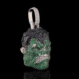 Colgante Personalizado de Cara de Hulk con Incrustaciones de Moissanita VVS en Plata de Ley 925, Estilo Bling Hip Hop, Fabricante OEM ODM - Product Image 3