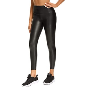 Pantalon crayon en cuir véritable pour femme, décontracté, taille haute, enduit PU, imperméable, coupe-vent, plissé, fermeture éclair avant, respirant, hiver - Product Image 3