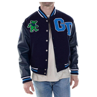 Veste universitaire Grateful Dead pour homme, bleu marine, toile écologique, manches réversibles, logo GD brodé, design décontracté