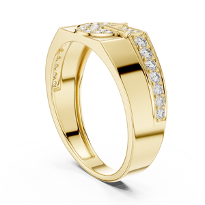 Anillo de Diamante Cultivado en Laboratorio CELESTIAL MOSAIC para Hombre, Juego de Anillos de Oro Amarillo Sólido de 18 Quilates con Baño de Rodio, Regalo de Lujo para Compromiso, Boda o Fiesta - Product Image 3