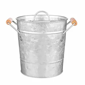 Cubo de hielo de acero inoxidable, diseño minimalista redondo, resistente al óxido, con asa. - Product Image 6