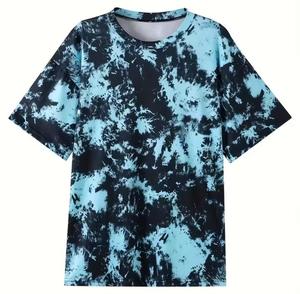Men's <b>Tie</b>-Dye O-Neck Short Sleeve <b>Knitted</b> Casual Regular Fit Patterned Style Quick Dry 180g T-Shirt - Product Image 6