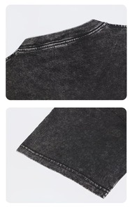 เสื้อยืดฮิปฮอปทรงโอเวอร์ไซส์คุณภาพสูง ผ้าฝ้าย 100% ล้างสีแบบ Stone Washed และ Acid Wash สไตล์วินเทจ รับสั่งทำและสกรีนลาย - Product Image 4