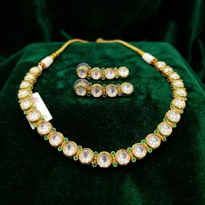 MJJ Real Kundan <b>Necklace</b> <b>Set</b> With <b>Earrings</b> Gold Plated Floral Design For Women Ethnic Wedding Jewelry 1230 - Product Image 6