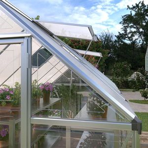Serra in Alluminio TMG GH612 12FT X 6FT con Tetto in Policarbonato Trasparente, Sistema di Grondaie Integrato e Prese d'Aria sul Tetto - Product Image 4