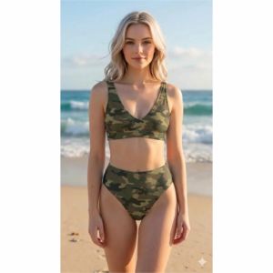 Dry Camo Print Beachwear - Summer Mesh Swim Trunks for <b>Men</b> and Tie-Side <b>Bikini</b> for Women - Product Image 5