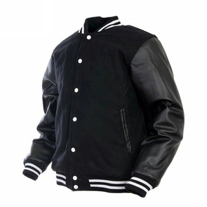 <b>Men</b> Leather Stand Collar Front Logo Custom Quilted Varsity <b>Jacket</b> Street Wear <b>Baseball</b> <b>Jacket</b> - Product Image 3
