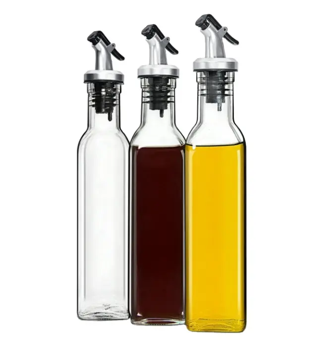 Doorzichtig Glas Olijfolie Dispenser Flessen Olijfolie Azijn Fles Bevat Pourers Trechter En Etiketten Bakolie