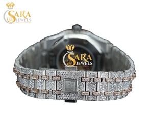 Montre de luxe de qualité supérieure entièrement automatique avec mouvement en quartz glacé en diamant Moissanite VVS, bracelet en acier inoxydable disponible en promotion - Product Image 4