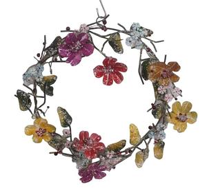 Idée cadeau de Noël multicolore, couronne suspendue moderne et créative, faite à la main, écologique, design personnalisé, fleur en métal, pour l'intérieur - Product Image 4