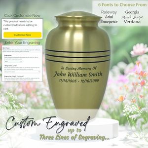 Urna Funeraria Clásica de Bronce Grabada a Medida, Tamaño Completo, con Grabado de hasta Tres Líneas - Product Image 2