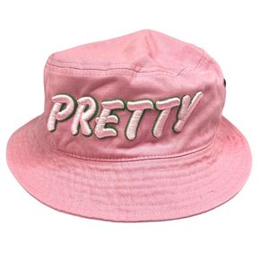 Sombrero de Pescador Rosa con Letra Bordada en Blanco, Sombrero de Sol Informal de Algodón con Ala Ancha, para Viajes al Aire Libre, Pesca, Moda Unisex - Product Image 1