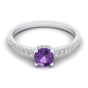 แหวนเงินแท้ 925 สีม่วงลาเวนเดอร์ประกายระยิบระยับ ประดับด้วยพลอยอเมทิสต์ธรรมชาติประจำเดือนกุมภาพันธ์ และเพชรโมอิสซาไนต์เกรด VVS พร้อมใบรับรอง GRA - Product Image 1