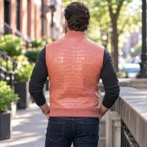 <b>Men's</b> Autumn Breathable for Embossed <b>Leather</b> <b>Vest</b> | Luxury Unisex Waistcoat Gift for Him - Product Image 4