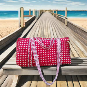 Bolsa de lona de algodón estampada en bloque hecha a mano india con cremallera de alta calidad ecológica ligera lavable playa viaje nocturno - Product Image 4