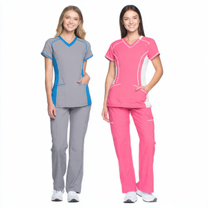 Wholesale Custom Logo Knitted Breathable Comfortable Hospital <b>Doctor</b> Nurses Uniforms Scrub <b>Sets</b> Medical Scrub Suits - Product Image 3
