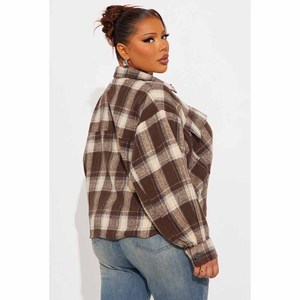 Hot Sale Women's Spring Autumn Knitted Shirt High Quality Long Sleeve Plaid Casual <b>Tops</b> with Button Turn-Down Collar - Product Image 4