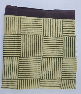 Paréo en coton imprimé à la main, motif géométrique rayé, beige et noir, pour la plage, style bohème artisanal, écharpe d'été faite à la main - Product Image 1