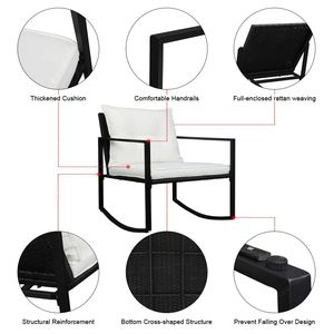 Spedizione Gratuita Set di Mobili da Esterno Moderni in Vimini per Bistrot, 3 Pezzi, Set Conversazione con Sedie in Rattan per Hotel - Product Image 4