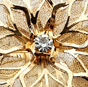 Anneau de serviette en métal doré avec fleur et cristal, élégante décoration de table pour mariage et fête - Product Image 2