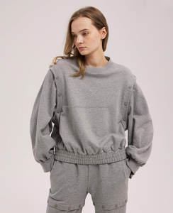 Hot Sale Women's Winter Jogger Sweatshirts Custom Logo Wholesale Breathable Cotton Long Sleeved Jacquard Technique Hooded Collar - Product Image 5