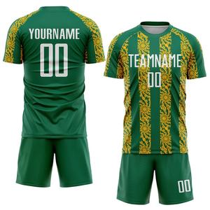 Conjuntos de Uniformes de Fútbol Personalizados, Camisetas de Fútbol Sublimadas y Transpirables, Verde Blanco, Juveniles y Adultos, Manga Larga - Product Image 4