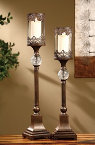Decorative Antique Style Brass Candle Stand with Glass Shade and <b>Crystal</b> <b>Ball</b> Home Decoration - Product Image 6