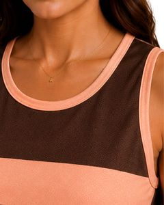Ensemble pyjama en satin pour femmes, rayures marron chocolat et pêche, débardeur sans manches avec short à taille élastique, ensemble de vêtements de nuit de luxe - Product Image 4