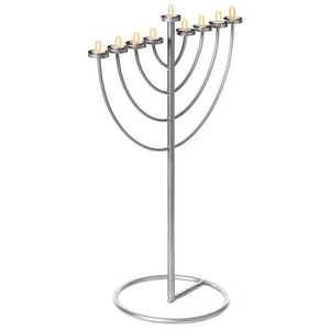 Ménorah à 9 bras en aluminium brillant, conçue pour une décoration intérieure durable, idéale pour les fêtes religieuses, y compris Noël et Pâques - Product Image 2