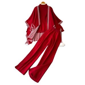 Pull-over en maille à col halter pour femme, de qualité supérieure, pour l'automne, vêtement d'extérieur, châle, veste, pantalon large - Product Image 3