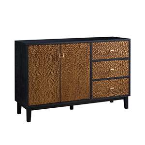 Modern Solid Wood Sideboard Console <b>Cabinet</b> Textured Storage <b>Buffet</b> Black and Gold Living Room Dining Room <b>Buffet</b> Table - Product Image 3