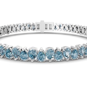Bracelet tennis en diamant véritable cultivé en laboratoire, or 10 carats, taille poire brillante, bleu glace, 4 carats, 60 pierres, pour femme, luxe certifié - Product Image 5