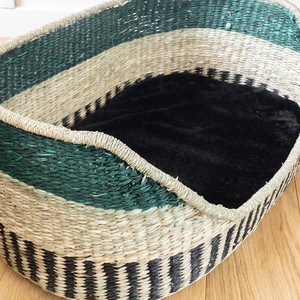 Artex Hai Nam Handwoven Eco-Friendly Soft Seagrass Portable Pet Bed for Dogs/Cats/Rabbits <b>Removable</b> Washable Cushion - Product Image 3