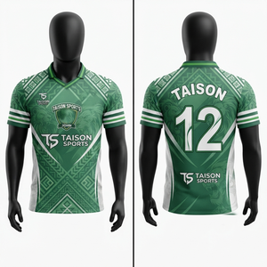 Camiseta de Cricket para Hombre, 240g, Premium, Transpirable, Corta, de Poliéster Interlock, Verde con Paneles Laterales Blancos, Impresión Personalizada por Transferencia de Calor - Product Image 1