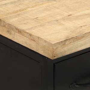 Buffet industriel moyen en noir avec finition en bois de manguier brut - Product Image 5