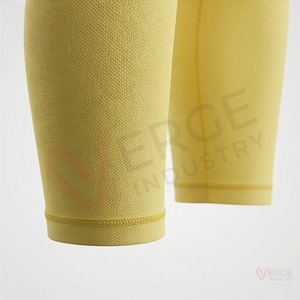 <b>Women</b> Yellow <b>Seamless</b> Yoga Set 2 Piece Racerback Crop Top High Waist Calf Length <b>Leggings</b> - Product Image 6