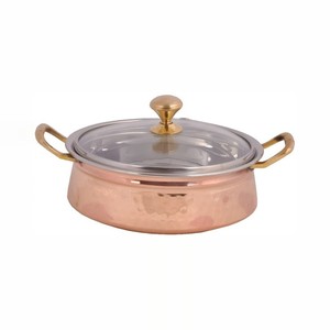 Bol de service alimentaire en cuivre martelé de qualité supérieure, intérieur en acier inoxydable, vaisselle artisanale pour la table, article cadeau pour la cuisine - Product Image 2