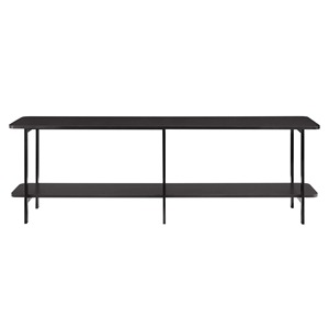 Mesa de Sofá Extra Larga con Acabado Negro Mate, Soporte de Exhibición Contemporáneo para Sala de Estar con 6 Patas - Product Image 1