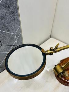 Loupe vintage en laiton réglable sur base en bois |   Loupe de bureau antique décorative - Product Image 2