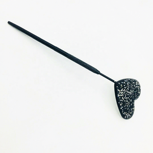 Heart Shape Black glitter Coated Color Handheld <b>Mirror</b> Single Side Used Stainless Steel Frame <b>Makeup</b> <b>Mirror</b> - Product Image 2